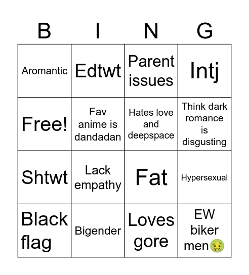 Asher's bingo Card