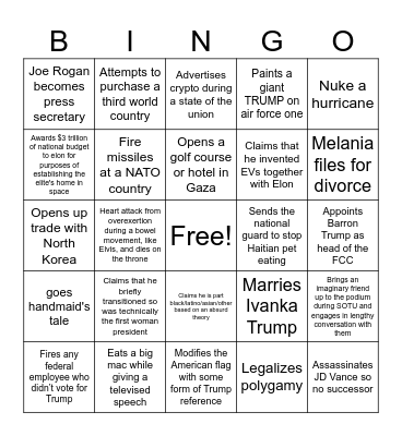 Trump Bingo Card