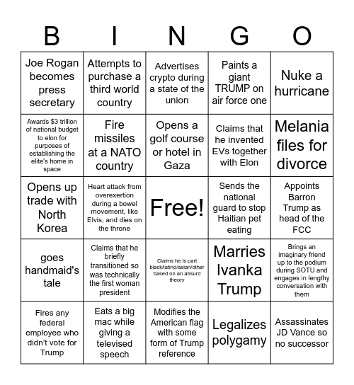 Trump Bingo Card