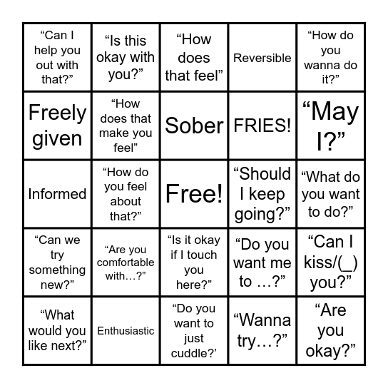 <3 Consent Bingo! <3 Bingo Card