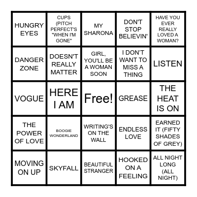 MOVIE SONGS PT. 3 Bingo Card
