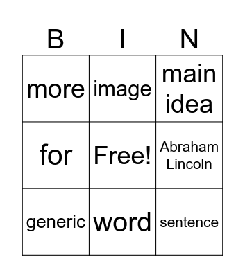 Just for fun Bingo Card