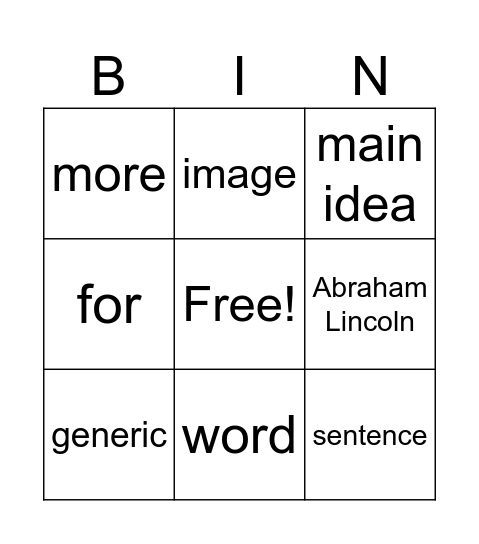 Just for fun Bingo Card