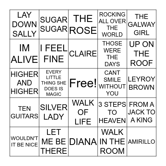 KERRY Bingo Card