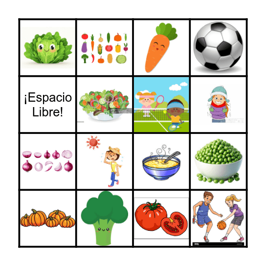 Las verduras Bingo Card