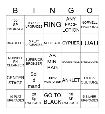 Sales Bingo Card