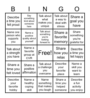 MENTAL HEALTH Bingo Card