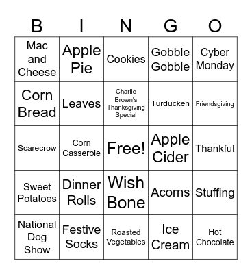 Thanksgiving Bingo Card