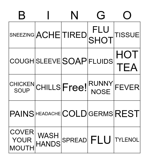 COLD and FLU Bingo Card