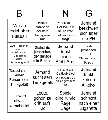 Party Bingo Card