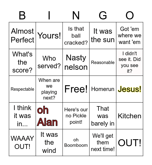 Pickleball BINGO Card