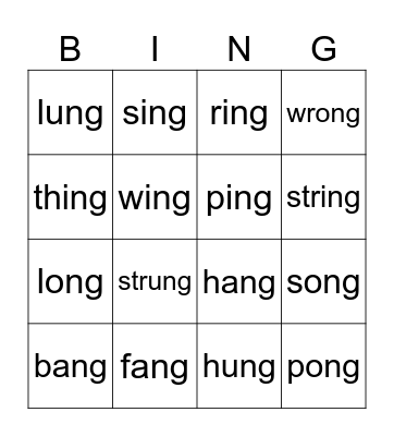 Glued Sounds Bingo Card