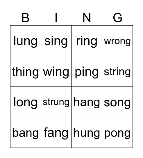 Glued Sounds Bingo Card