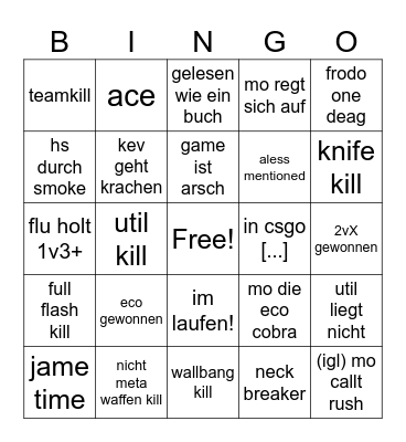 FLU Bingo Card
