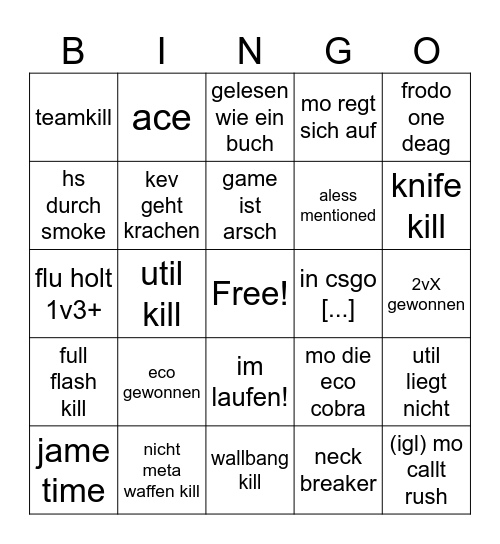 FLU Bingo Card