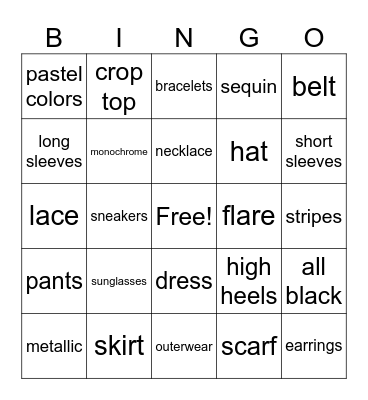SHEIN Bingo Card