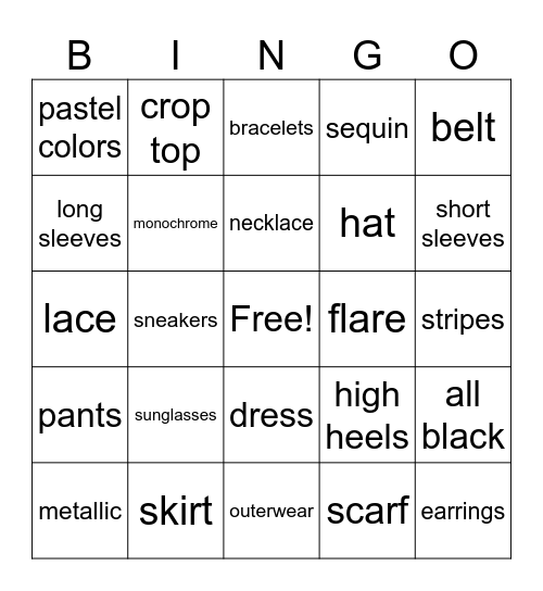 SHEIN Bingo Card