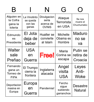 Bingo 2025 Bingo Card