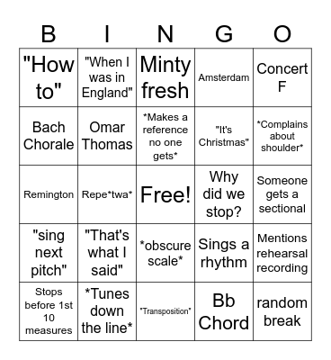 Secret Band Bingo (Reveal only if you win) Bingo Card