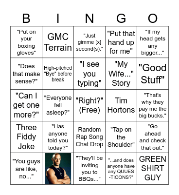 Captain Canada Bingo Card