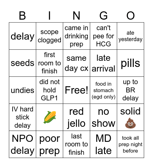 ENDO BINGO! Bingo Card