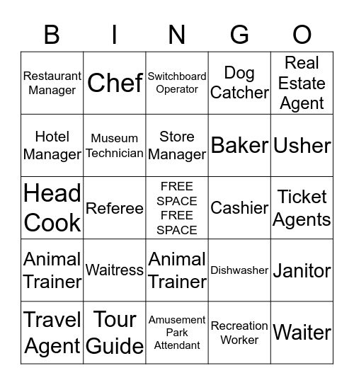 Hospitality & Tourism Career Bingo Card