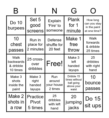 MB Dragon Basketball Bingo Card