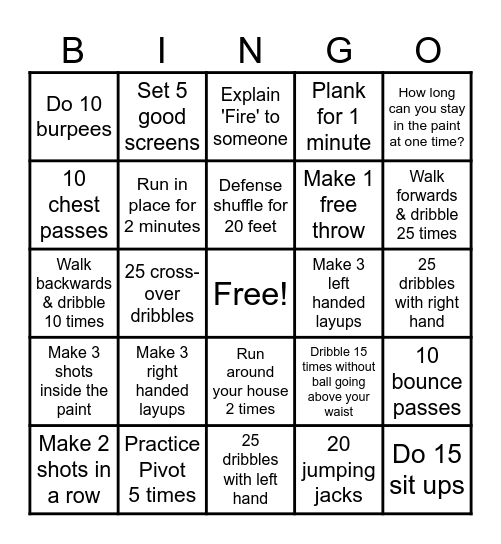 MB Dragon Basketball Bingo Card