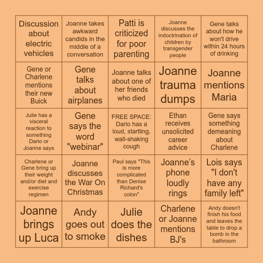 Di Iulio Family Thanksgiving BINGO Card