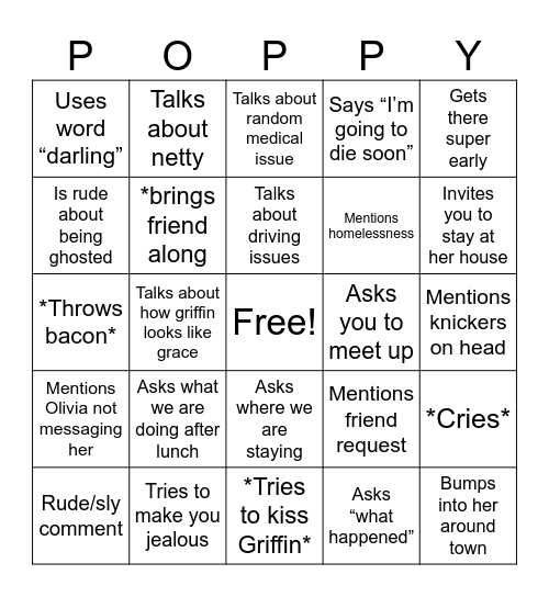 Poppy Bingo Card