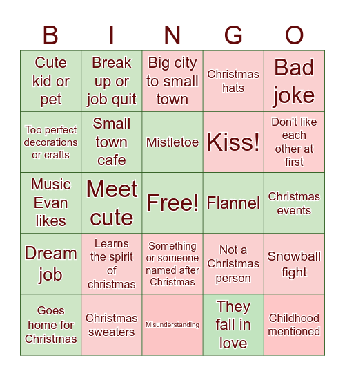 Hallmark christmas Bingo Card