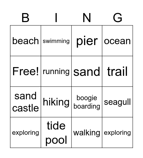 Virtual Field Trip Bingo Card