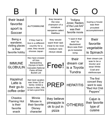 Find Me Bingo Card