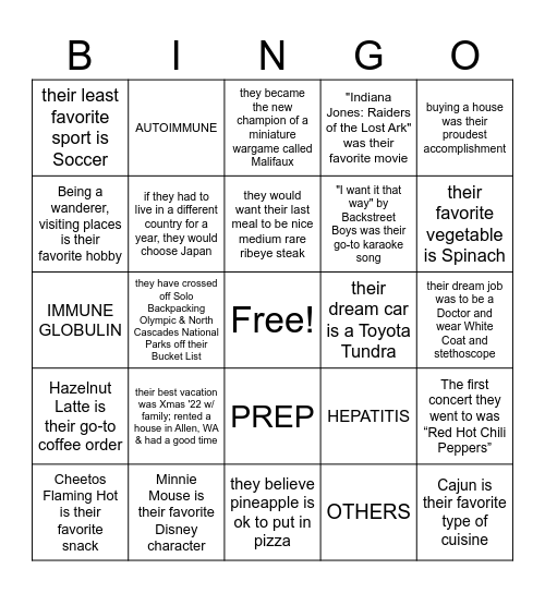 Find Me Bingo Card