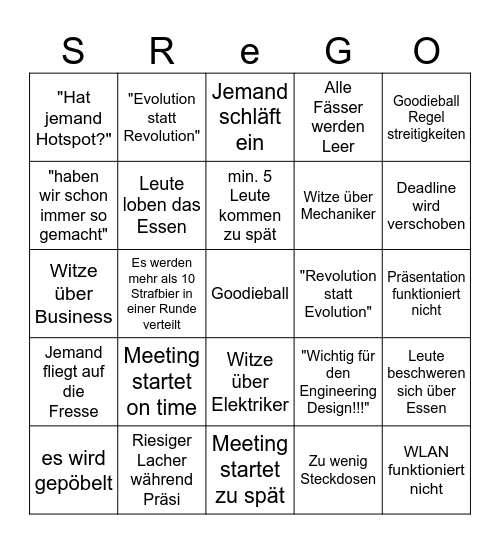 Schanzer Raceingo Bingo Card