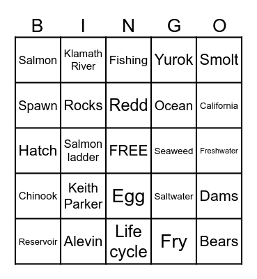 Salmon Bingo! Bingo Card