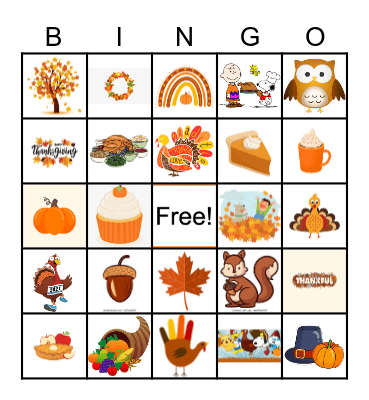 November Sunshine Club Bingo Card