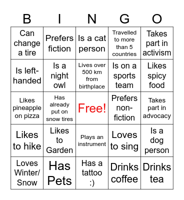 CCLC Mingle Bingo Card