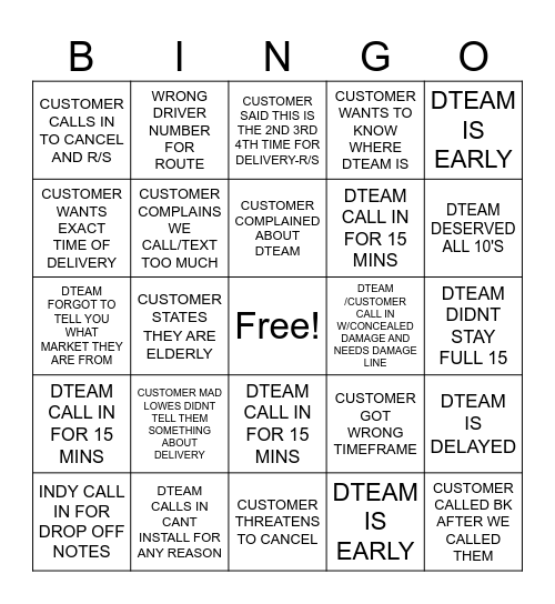 SPIRIT BINGO Card