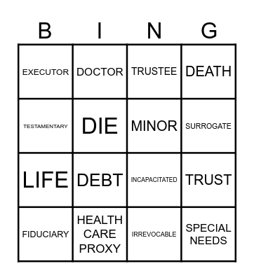 Trusts & Estates Bingo! Bingo Card