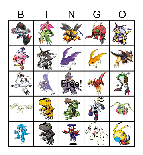 BINGO - DIGIMON 4 Bingo Card