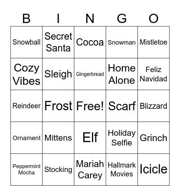 JCFA HOLIDAY KICK-OFF BINGO Card