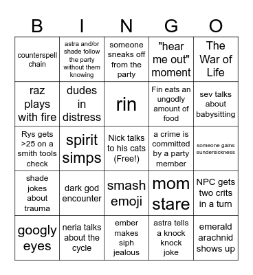 Hydare 2 Bingo Card