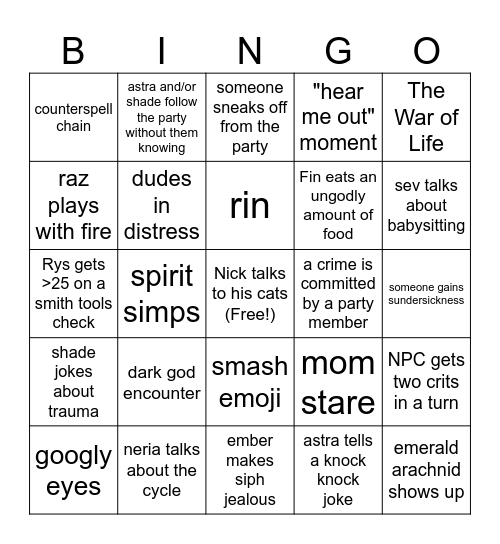 Hydare 2 Bingo Card