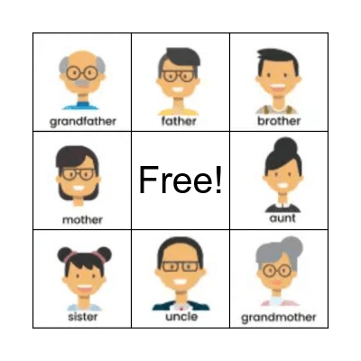 Family Members Bingo Card