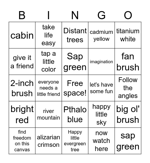 Bob Ross Bingo Card