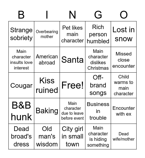 Cheesy Christmas Films Bingo Card