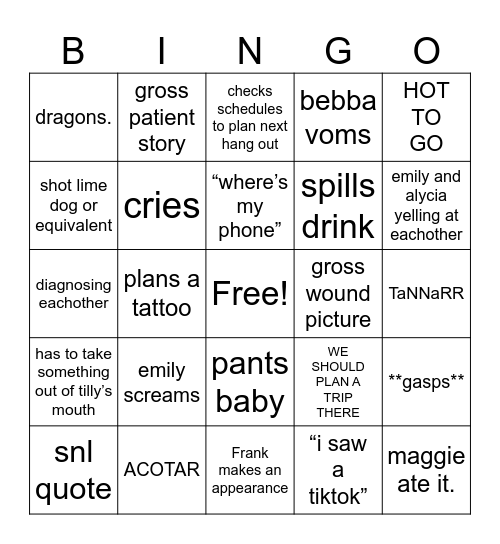SMEAR BINGO Card