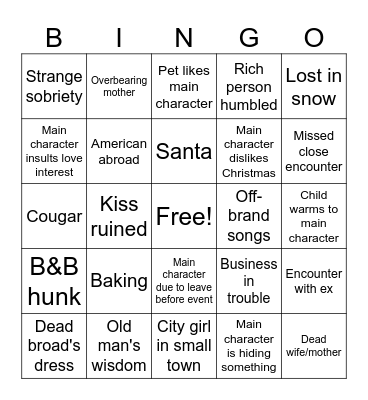 Cheesy Christmas Films Bingo Card