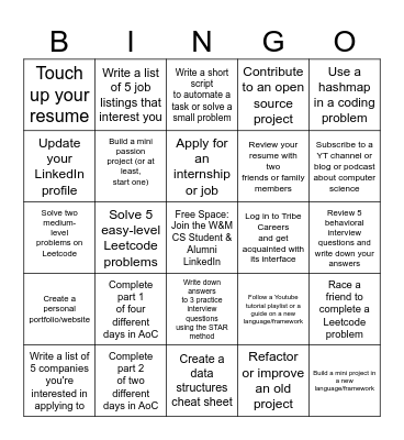 ACM TIP BINGO! WINTER 2024 Bingo Card